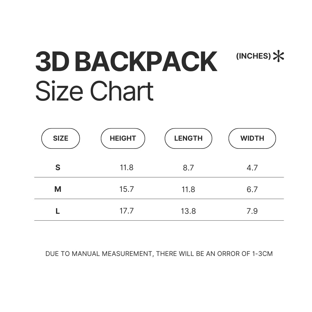 3D Backpack Size Chart - EXO UK Shop