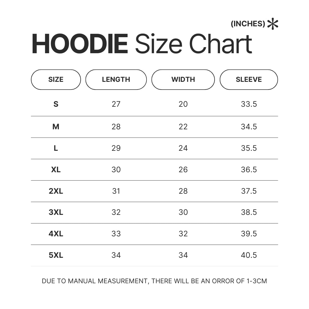 Hoodie Size Chart - EXO UK Shop