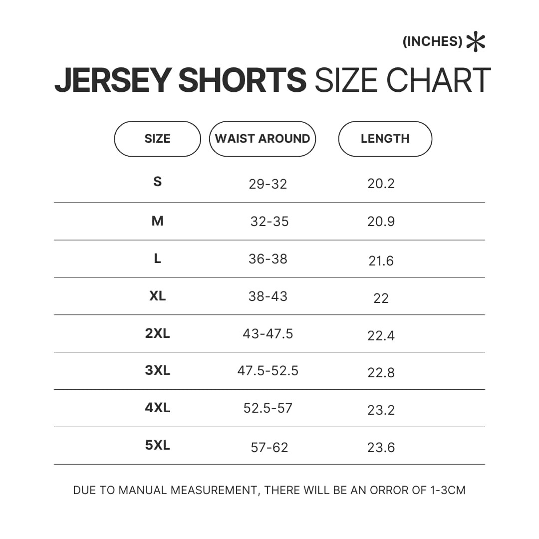 Jersey Shorts Size Chart - EXO UK Shop