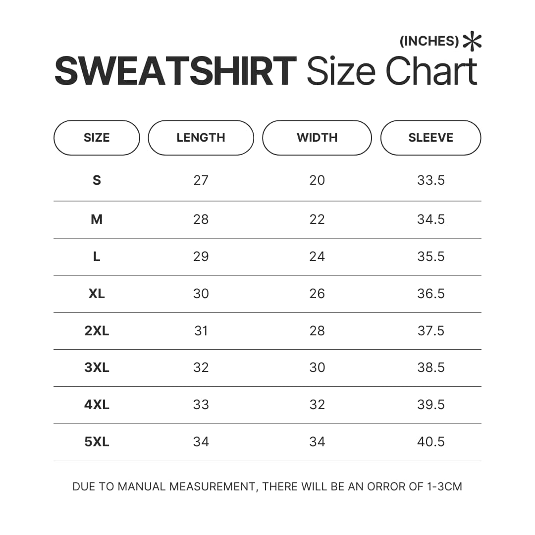 Sweatshirt Size Chart - EXO UK Shop