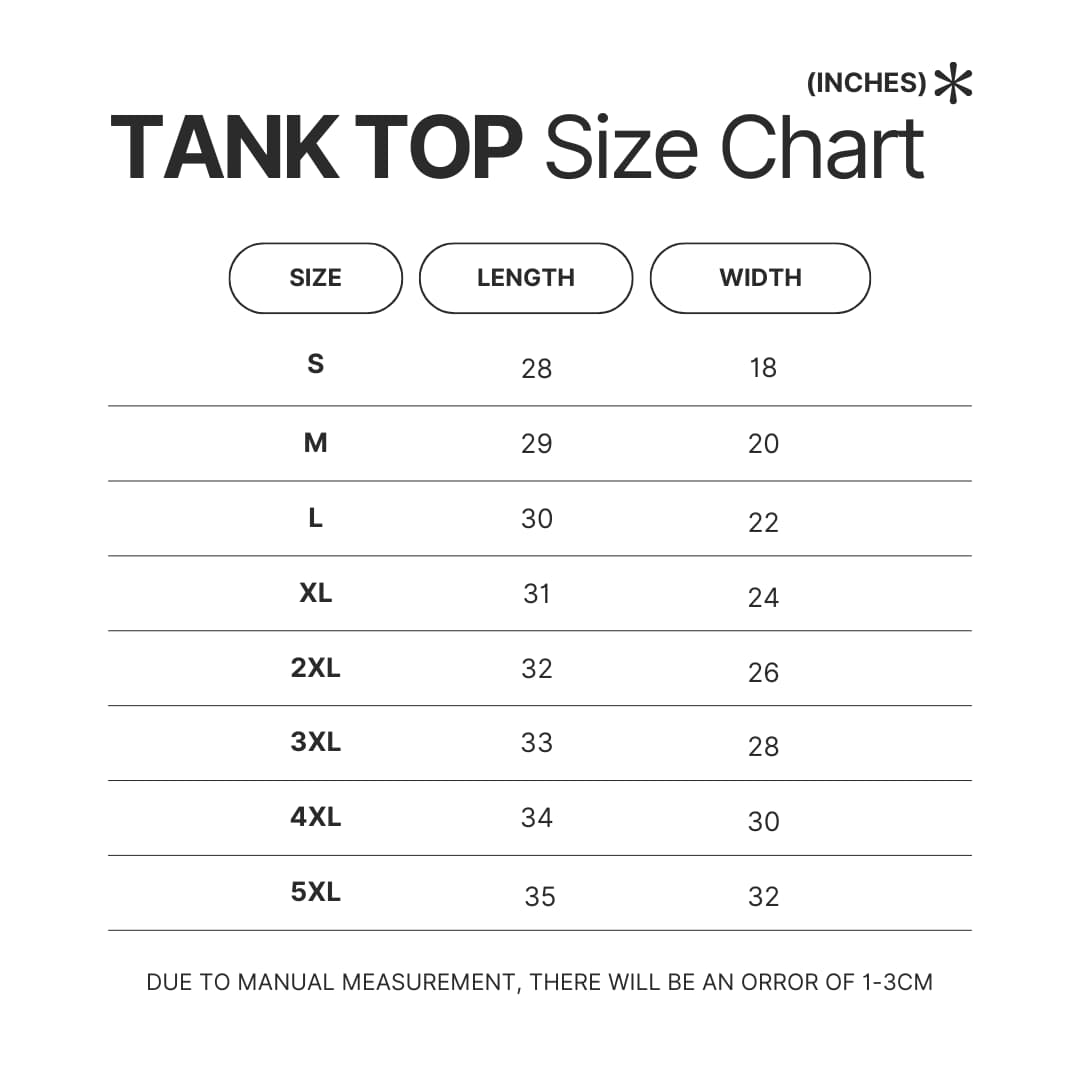 Tank Top Size Chart - EXO UK Shop