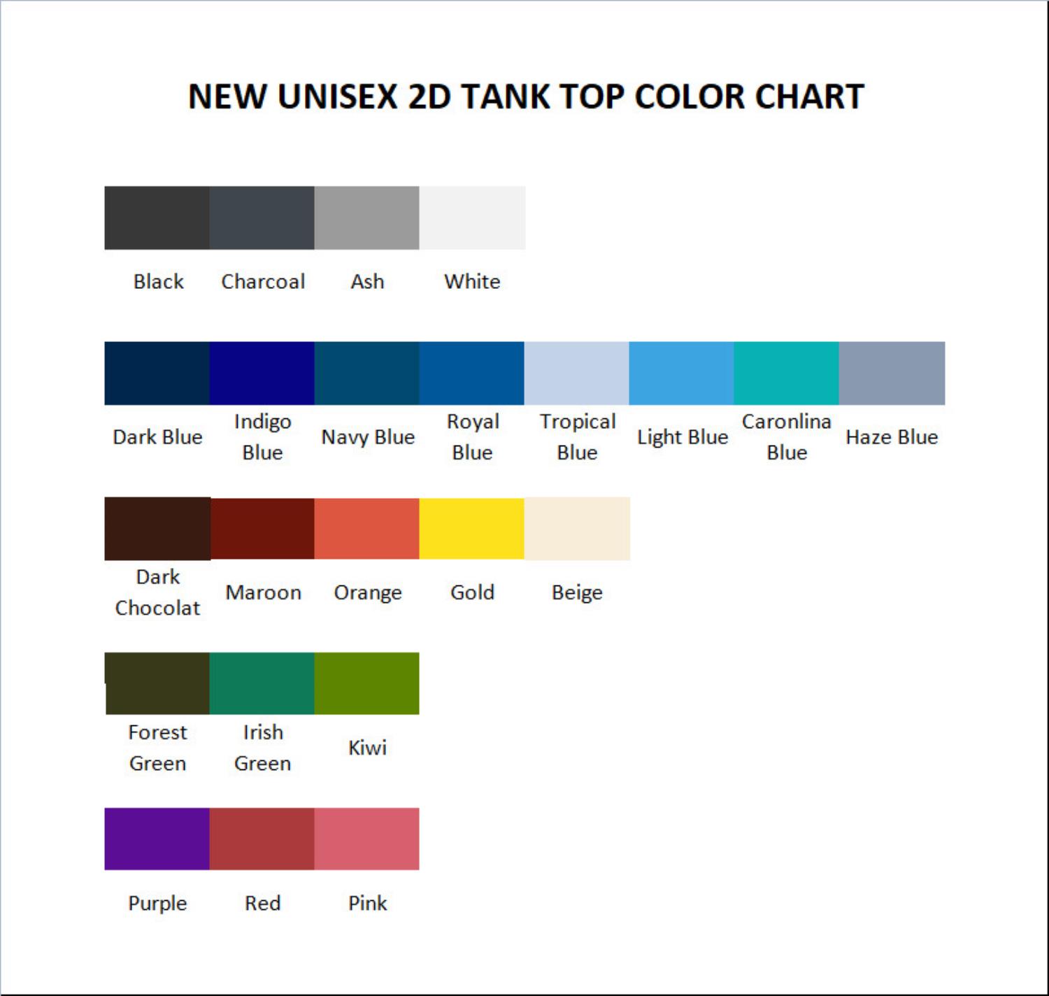 tank top color chart - EXO UK Shop