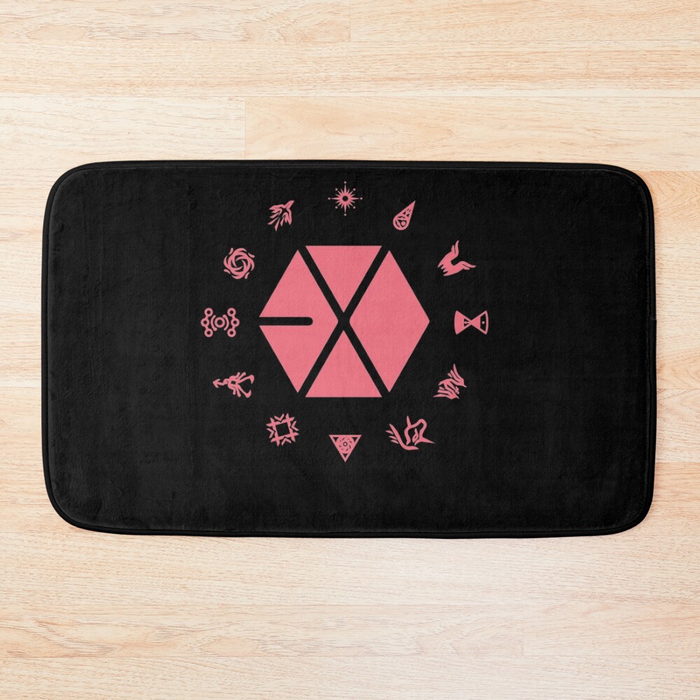 Exo Logo Kpop Group Members Bath Mat