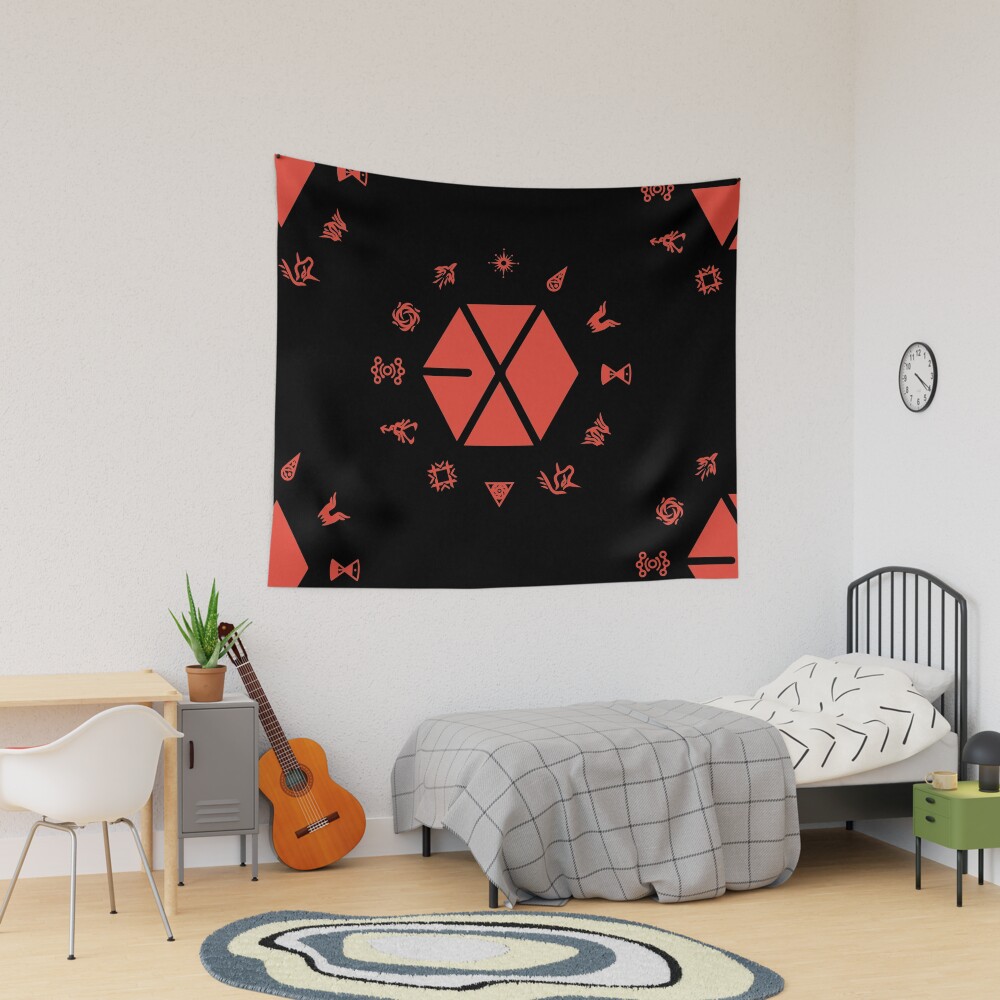 Exo Logo Kpop Group Members Tapestry